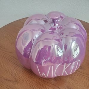 Rae Dunn Halloween Wicked Purple Luster Glaze Ceramic Pumpkin NWT